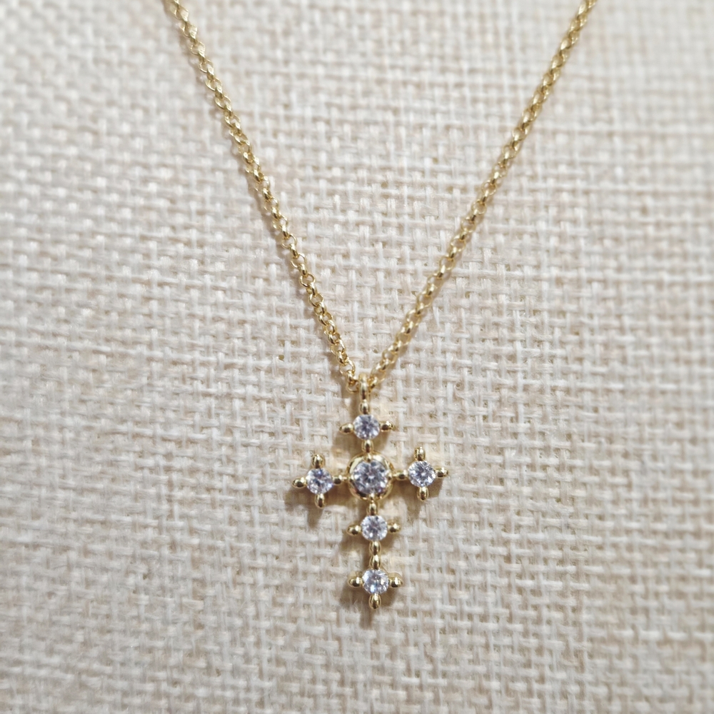 Dainty Gold Cross Pendant Necklace - Picture 3 of 3